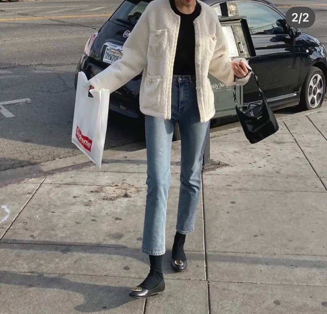 가격 내림! 금장 퍼 트위드 자켓 (블랙 새제품) 상품이미지5