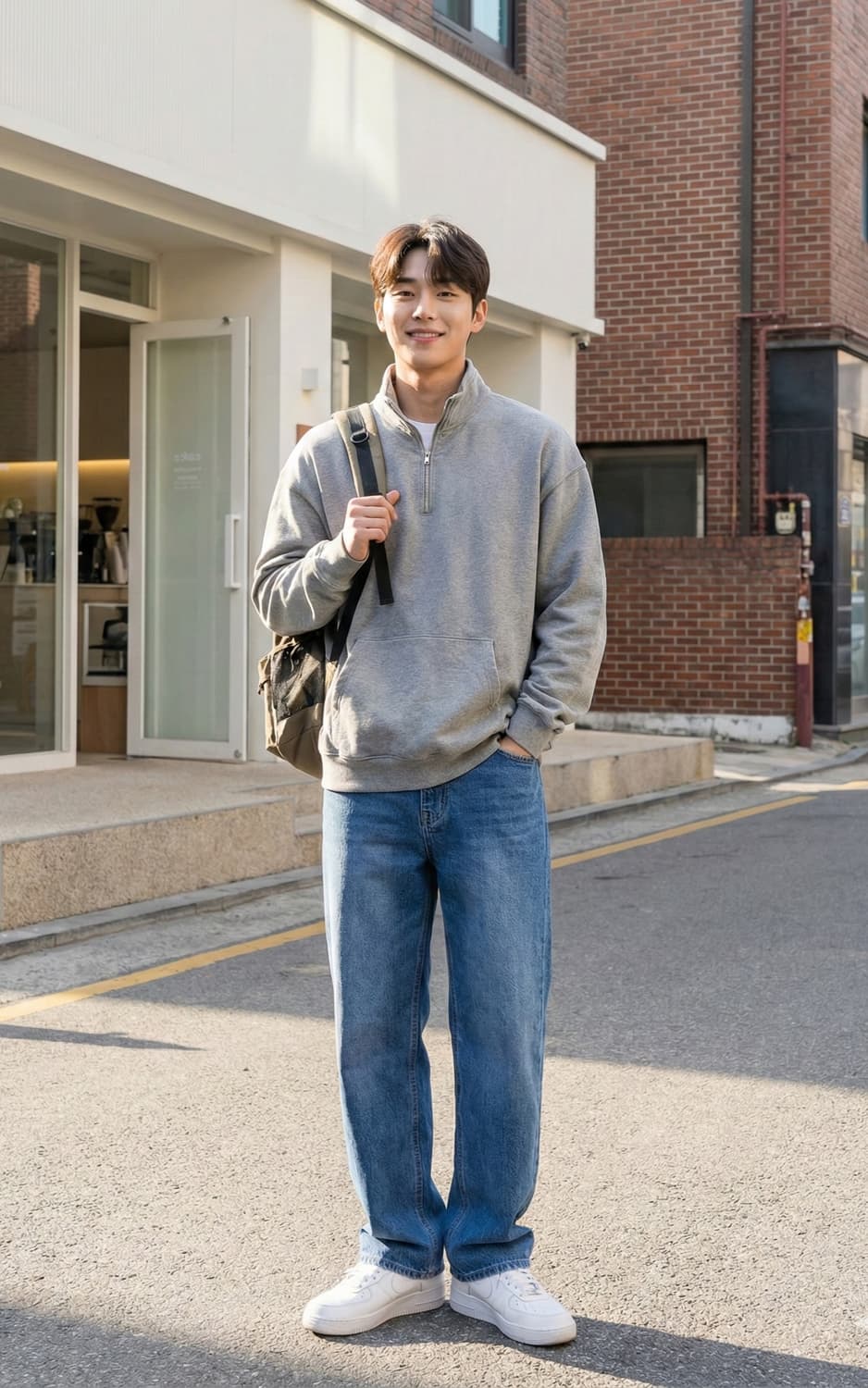 포터리 POTTERY 그레이 하프집업 맨투맨_4 상품이미지1