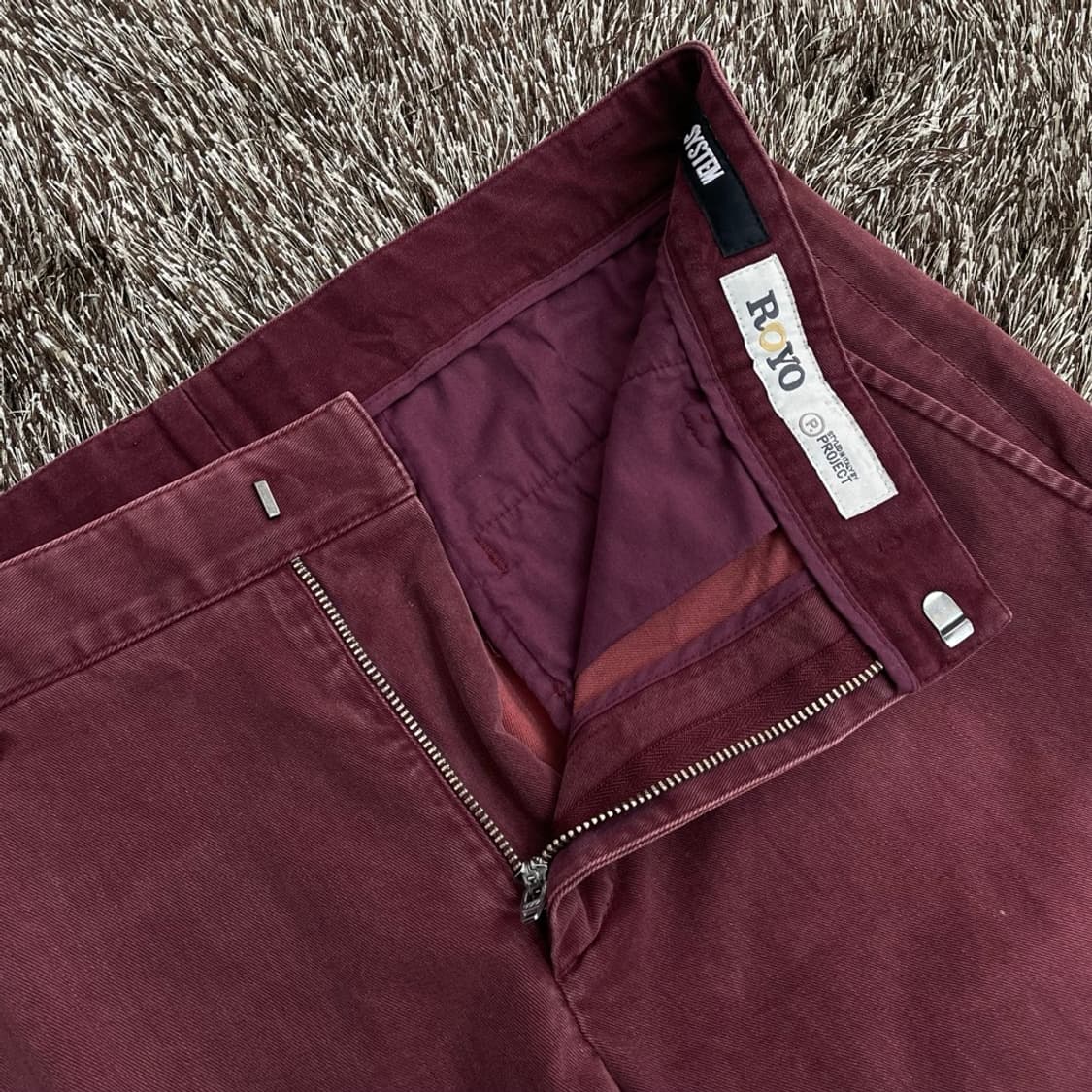 시스템 x 로요 프로젝트  버건디 코튼 카고 치노팬츠 82 상품이미지2