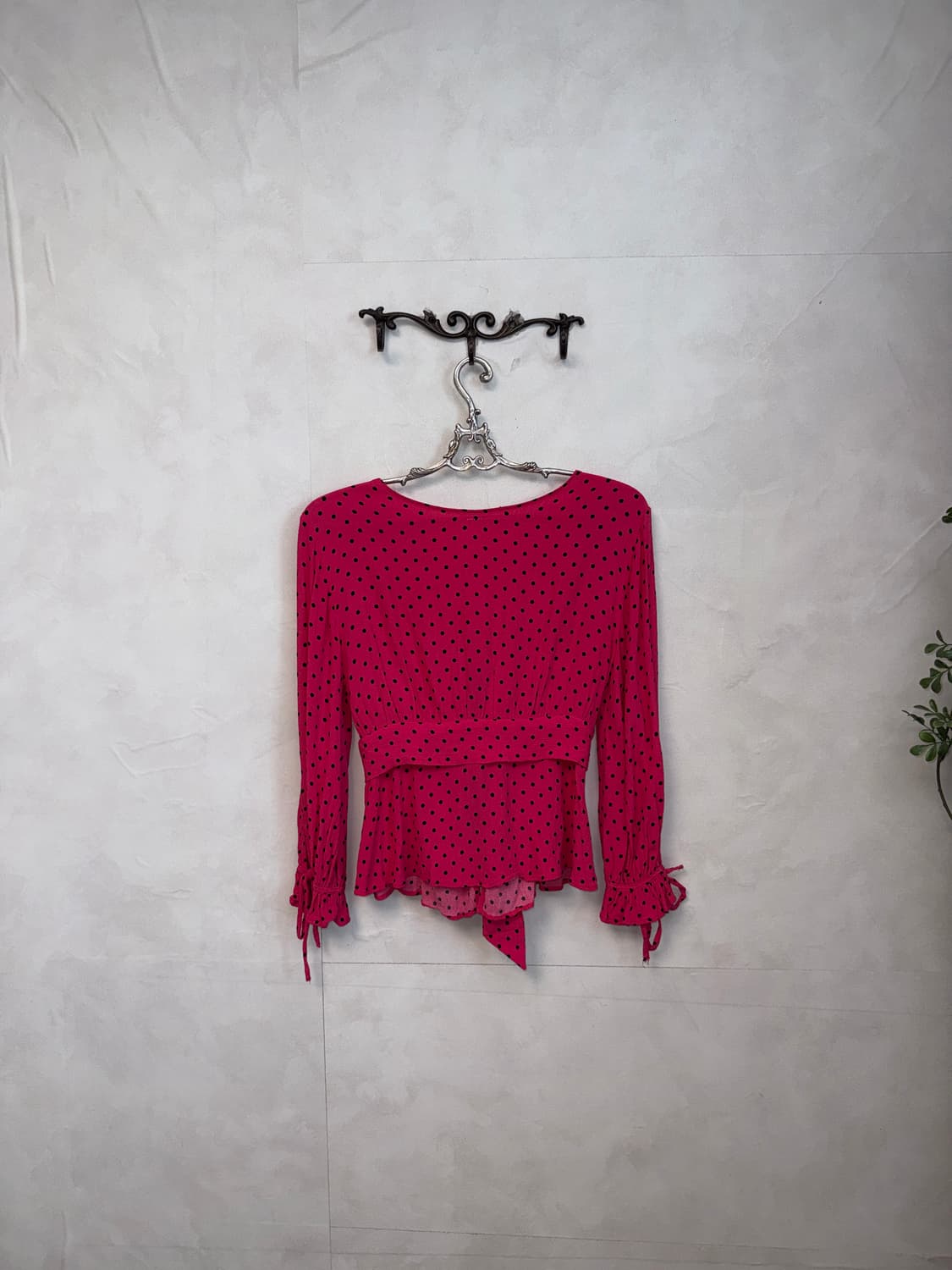 Hot pink dot corset half blouse 상품이미지6