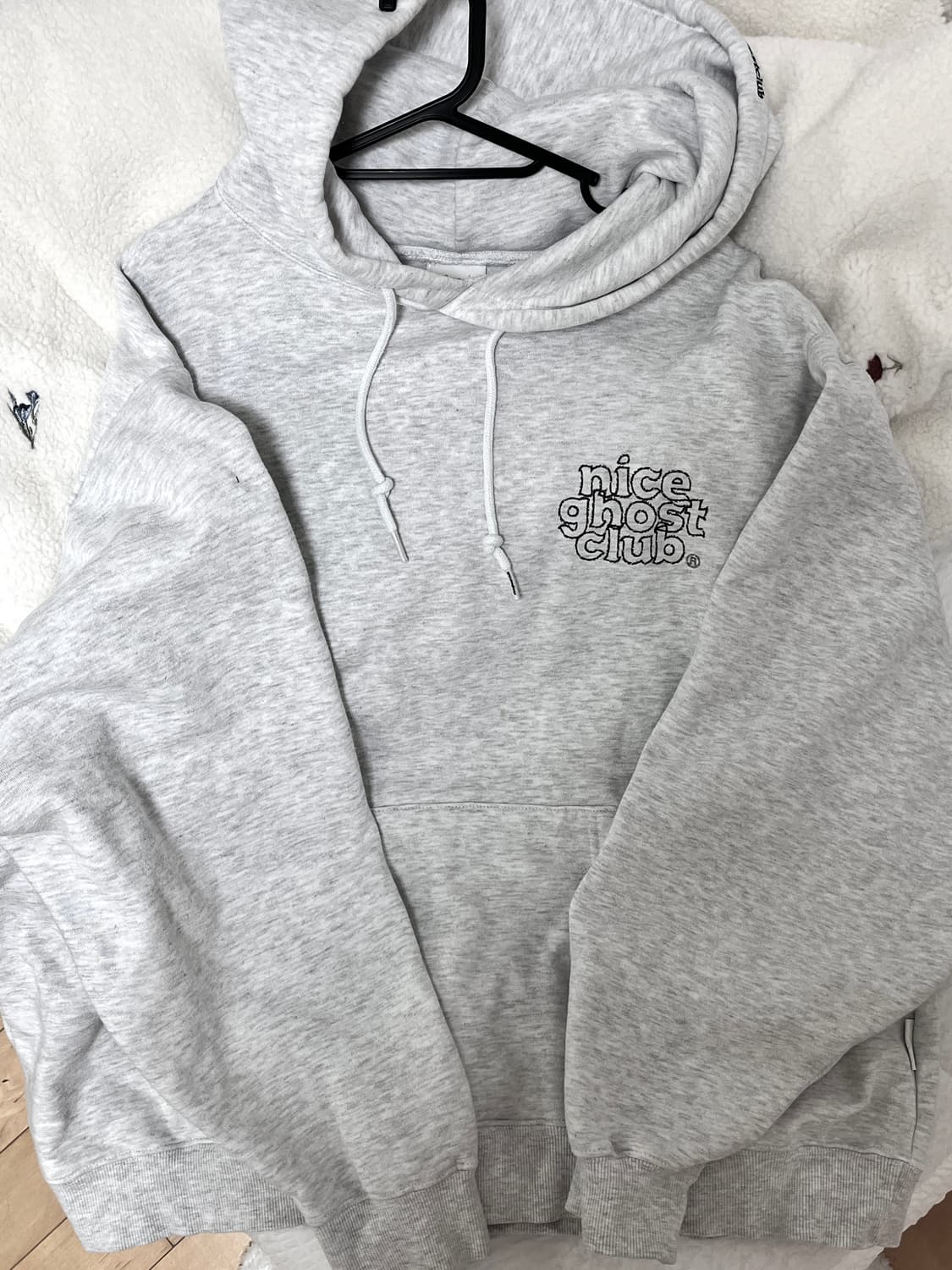 나이스고스트클럽 빅로고 백멜란지 후드티 상품이미지2