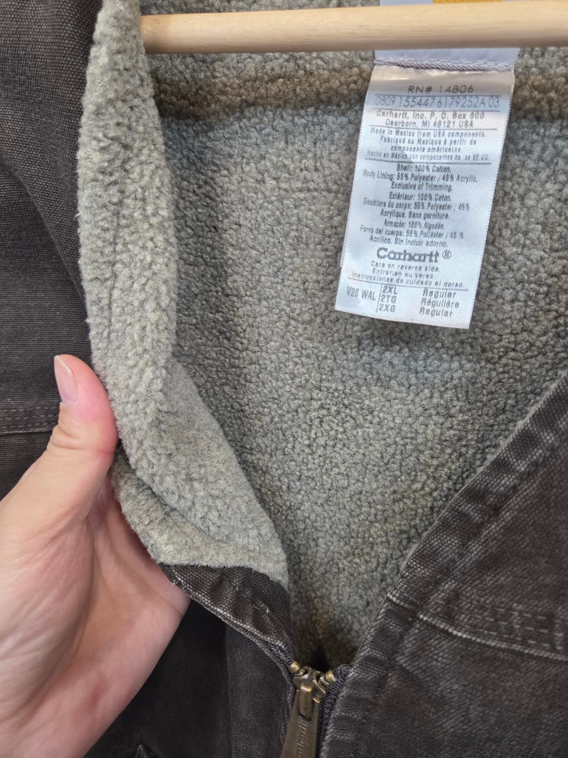 칼하트 빈티지 셰르파 조끼 2xl 레귤러 브라운  상품이미지6