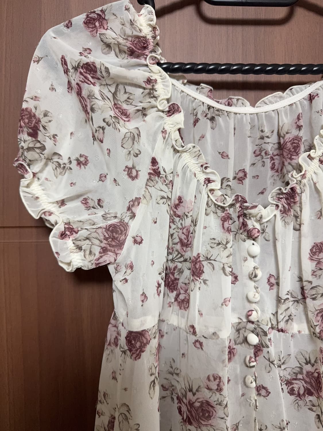 레스트로즈 일본 빈티지 모리걸 페어리 히메갸루 플라워 쉬폰 원피스 세트 상품이미지5