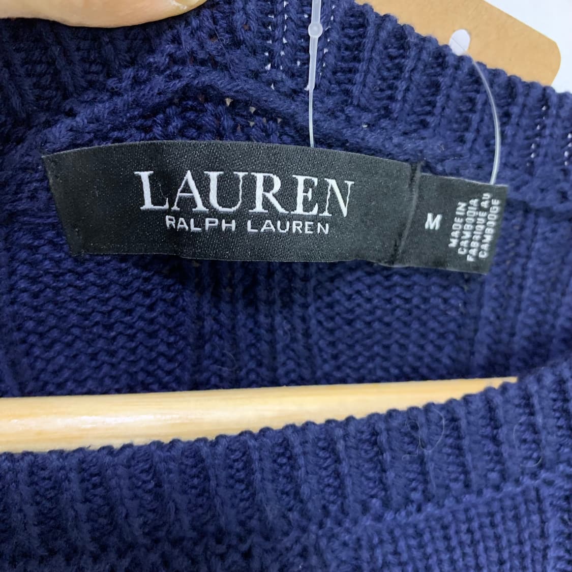 로렌랄프로렌 빈티지 케이블 유넥 세미크롭 니트 네이비 폴로 여성 M 상품이미지6