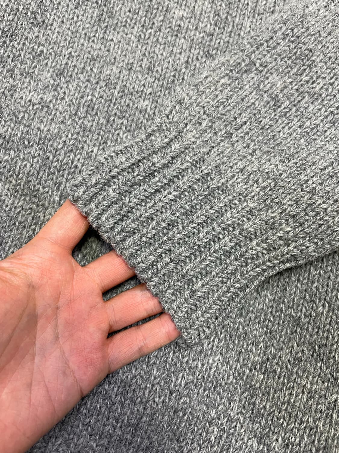 노스웨어 버진울 100% 반짚업 니트 그레이 상품이미지7