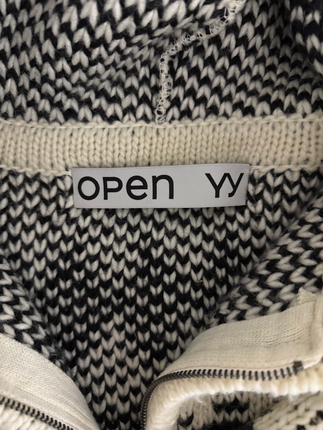 오픈와이와이 자카드 니트 집업 아이보리 1 상품이미지3