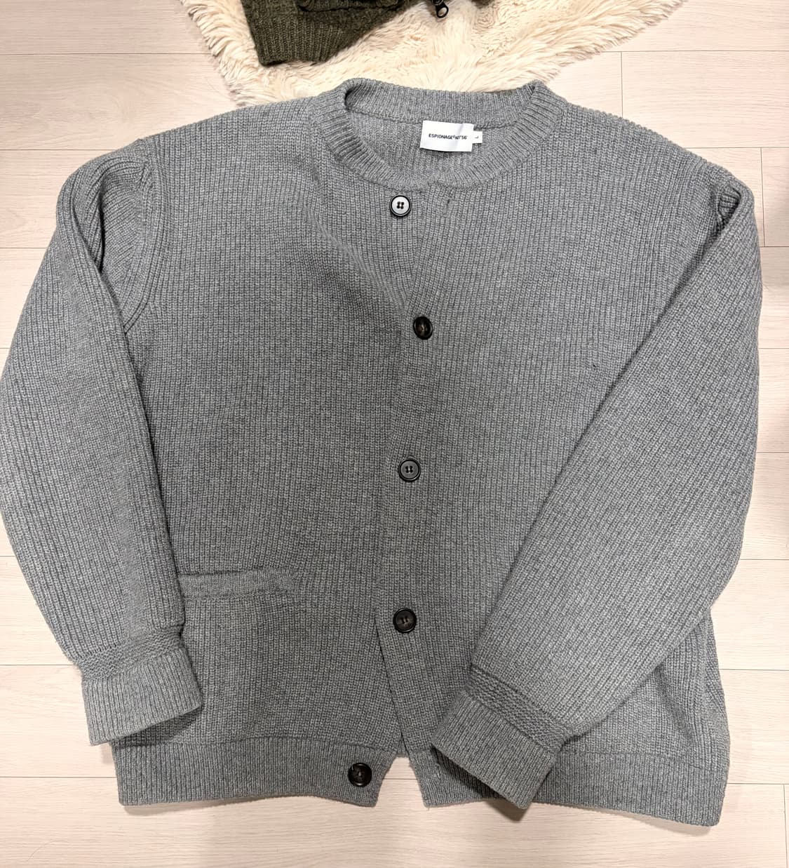 에스피오나지 밀러 가디건 L 그레이 포레스트그린 와플 집업 올리브 상품이미지3