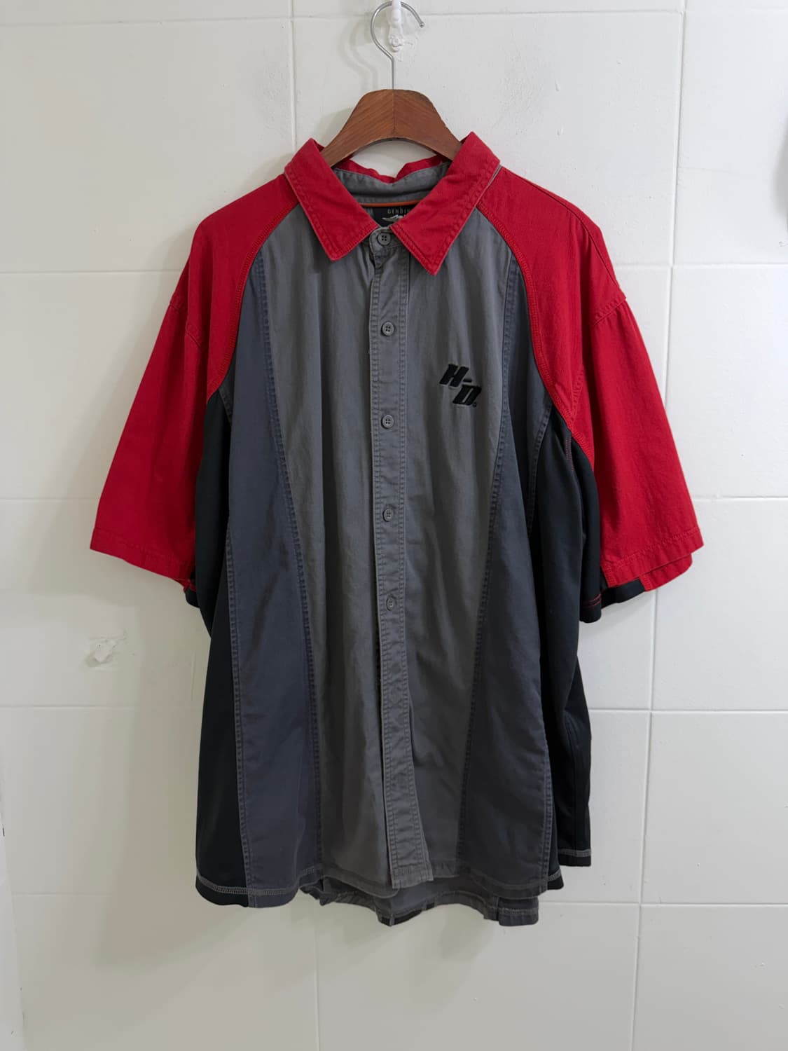 할리데이비슨 레글런 메시 배색 오버핏 반팔 셔츠 상품이미지4