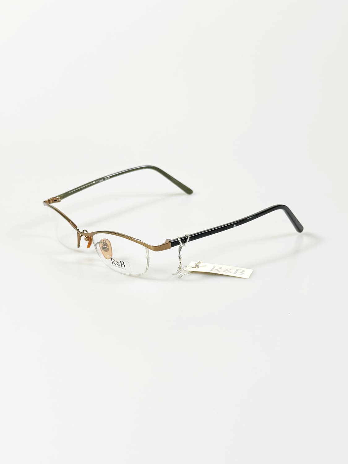 R&B EYEWEAR 골드 반무테 스퀘어 메탈 빈티지 안경 상품이미지3