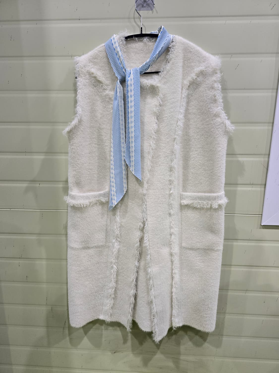 아이보리 퍼 베스트 조끼 스카프 세트 상품이미지1