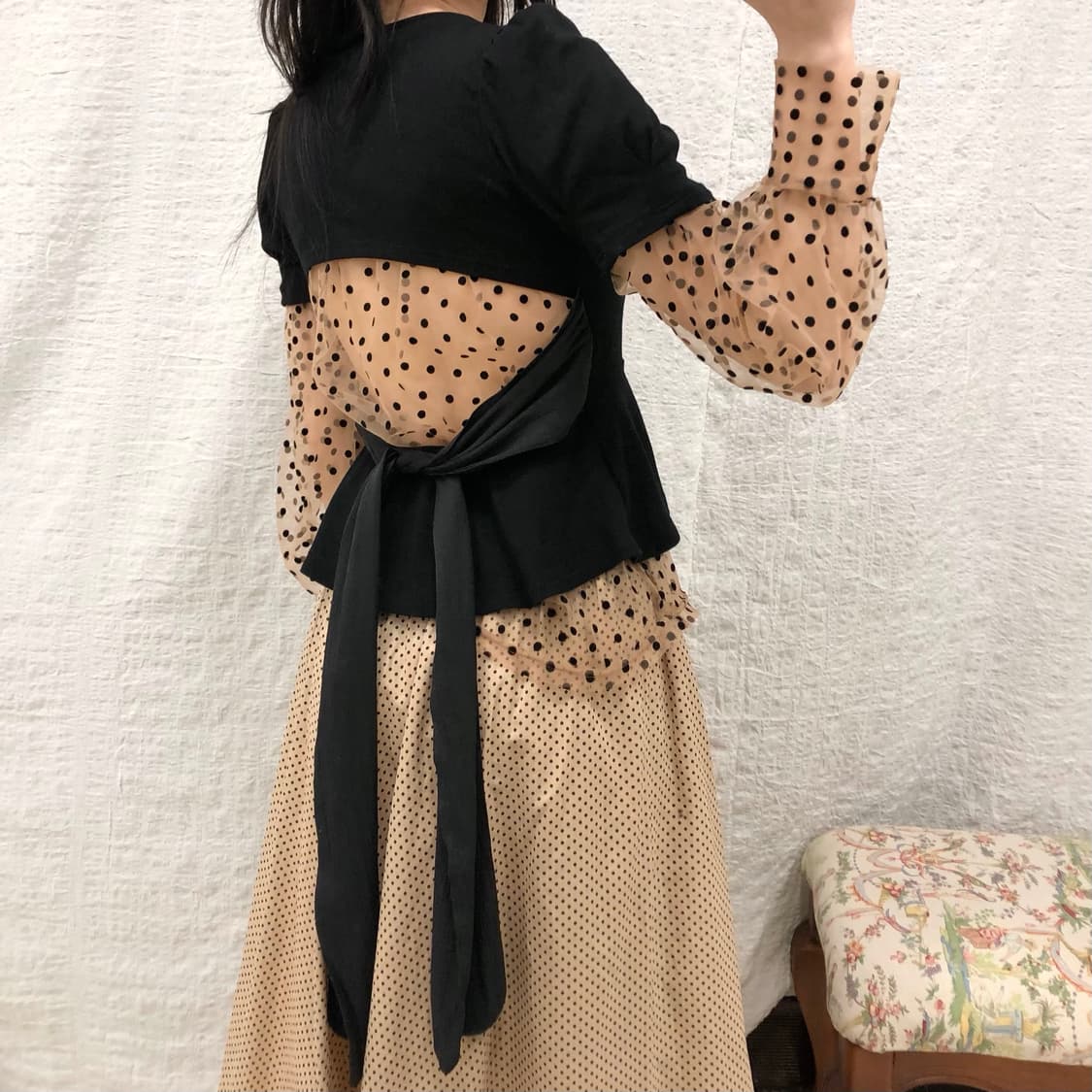 Ribbon hole top 상품이미지1