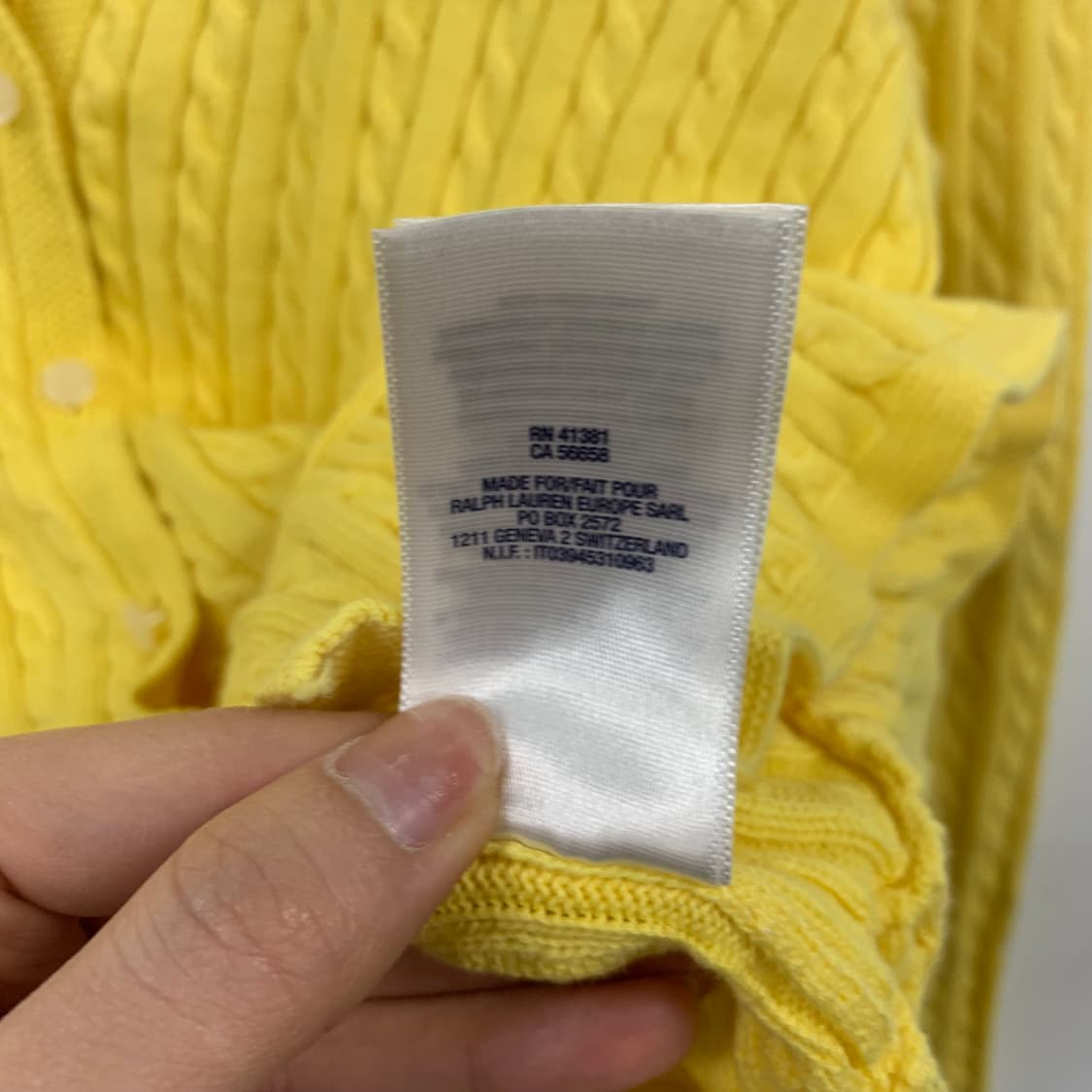 폴로 랄프로렌 프릴 옐로우 꽈배기 니트 가디건 상품이미지4