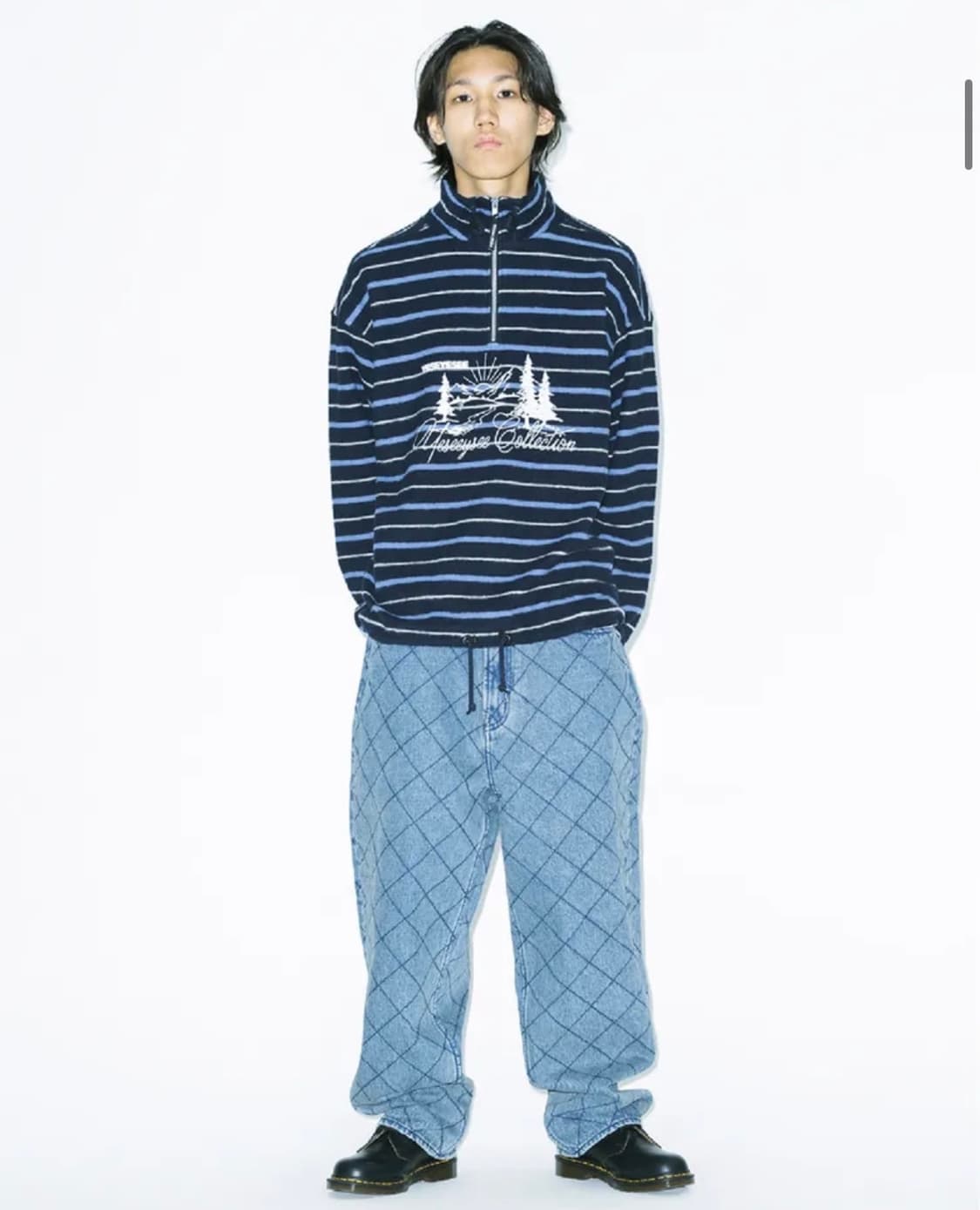 예스아이씨 스트라이프 하프집업 아노락 상품이미지1