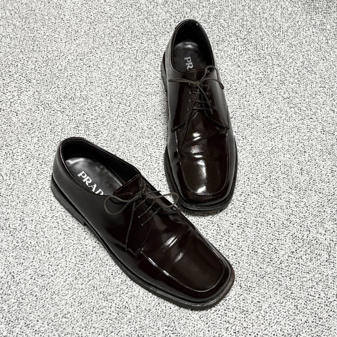 프라다 브라운 레더 스퀘어 토 더비 슈즈 상품이미지3
