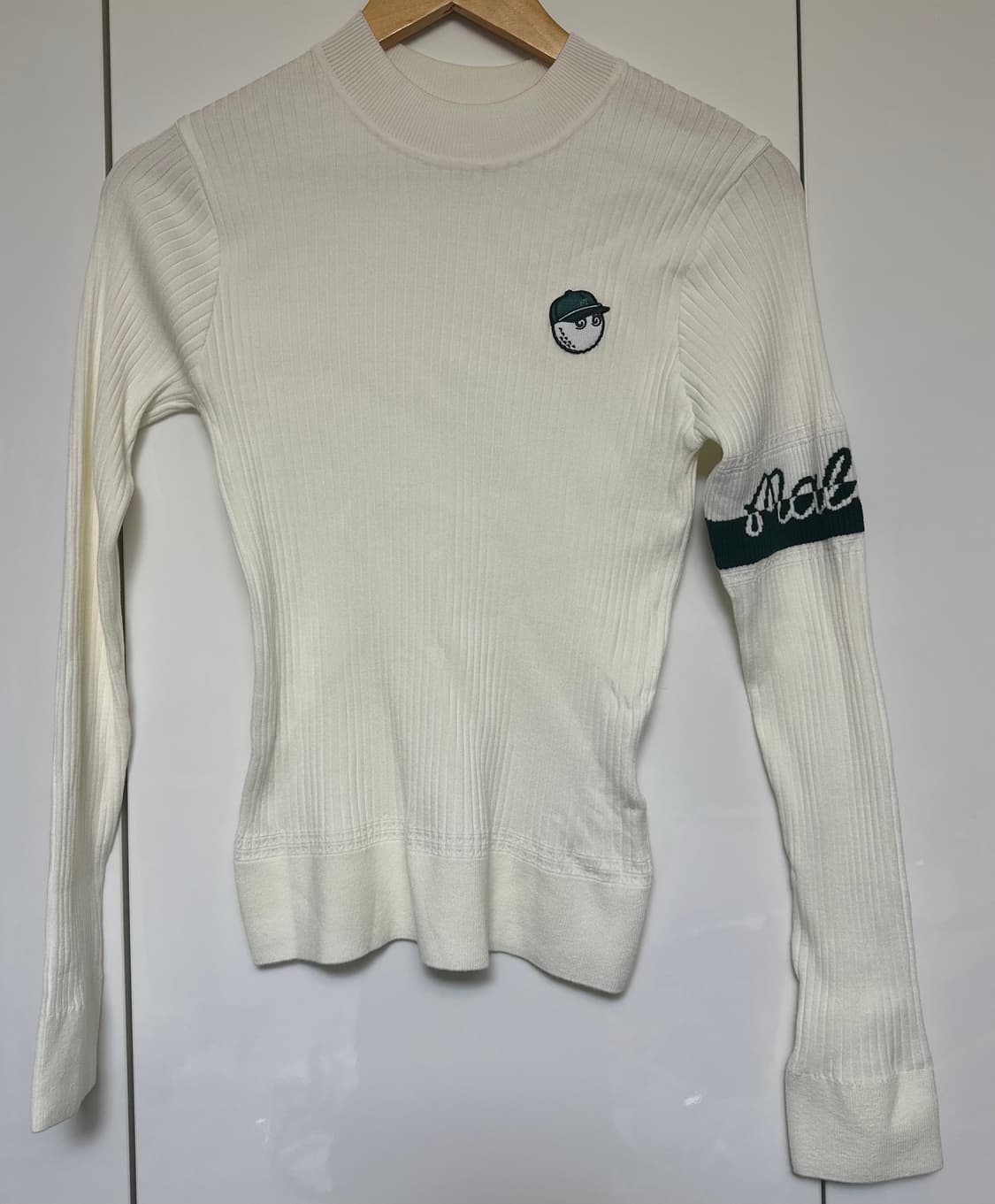말본 골프 화이트 리브 니트 긴팔티 정품 상품이미지1