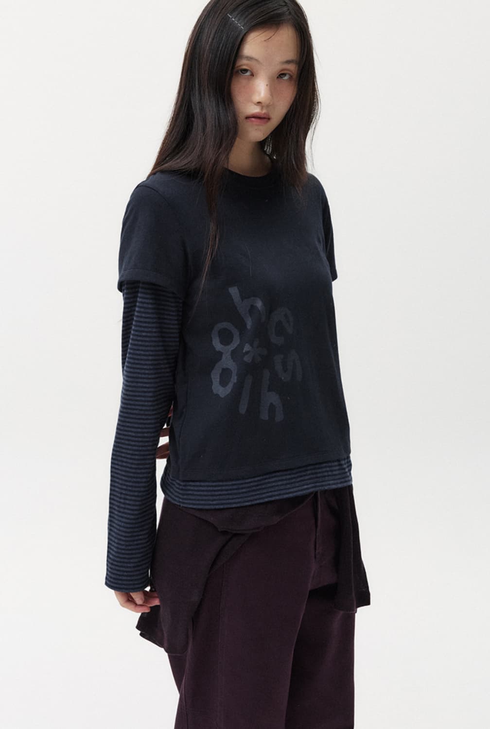 오헤시오 레이어드 스트라이프 티 상품이미지2