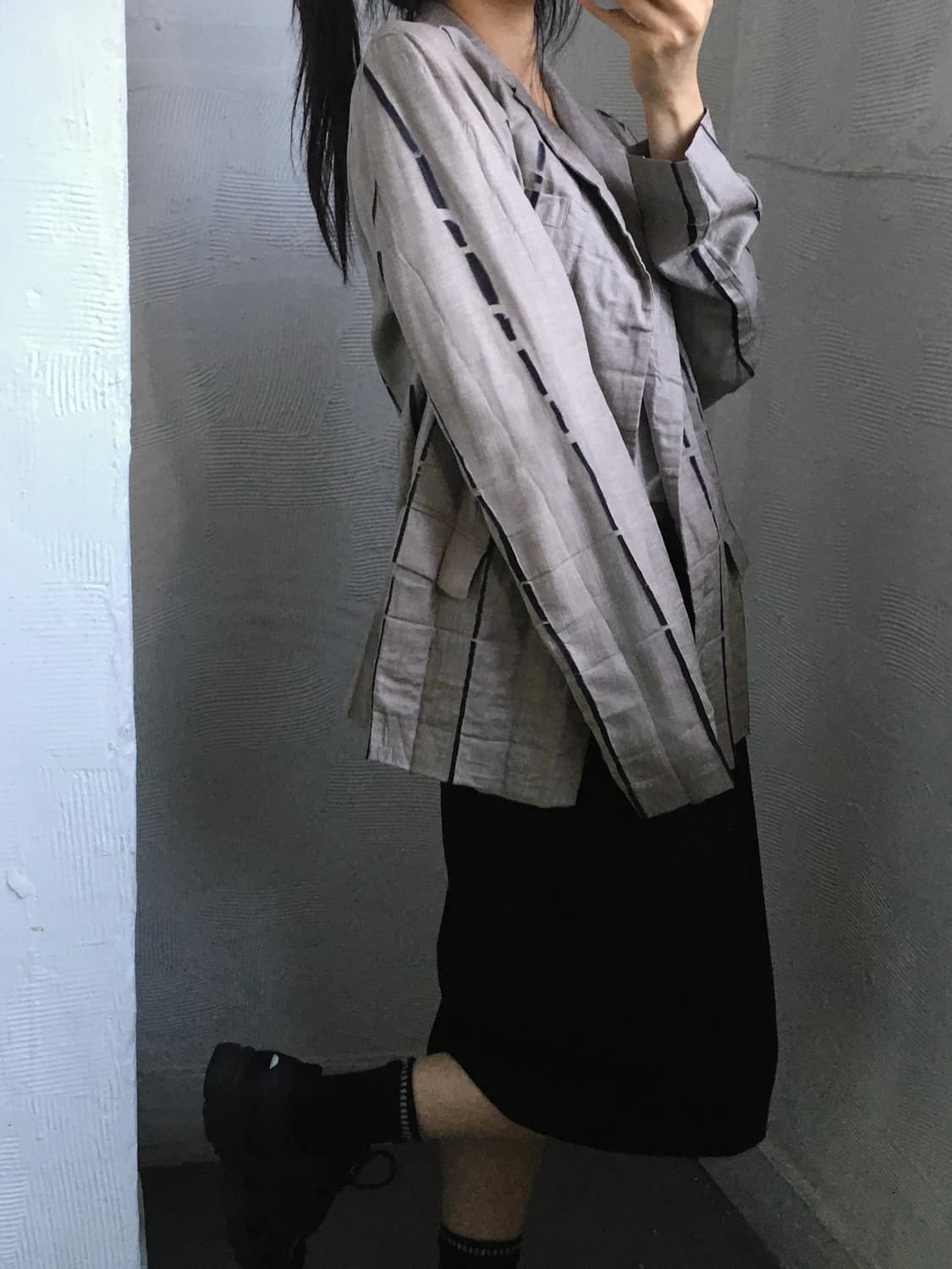 Issey Miyake 이세이 미야케 베이지 라인 블레이저 상품이미지4