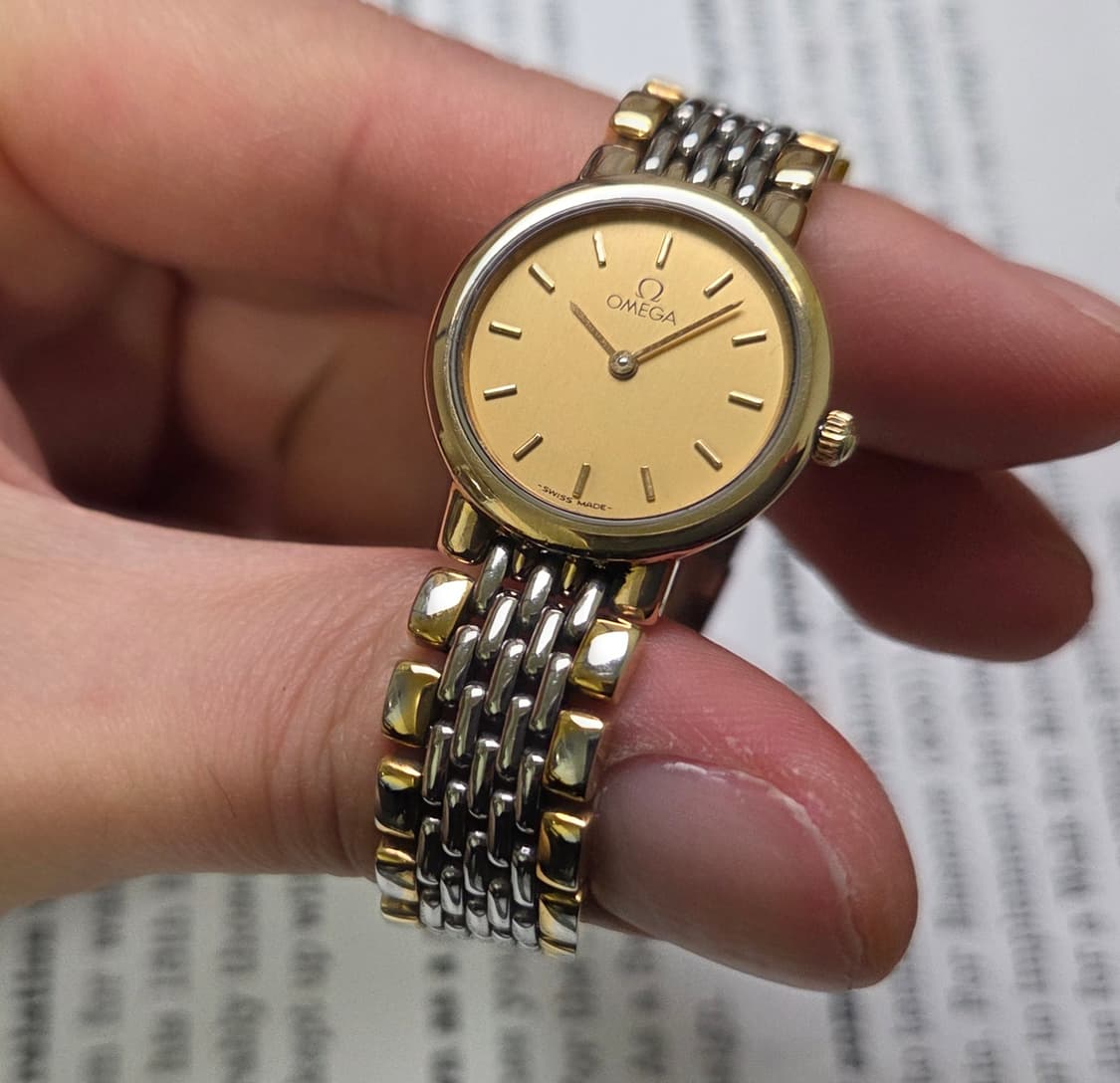 빈티지 오메가 드빌 동전쿼츠 샴골판 콤비 논데이트 쌀알브슬 여성용 상품이미지5