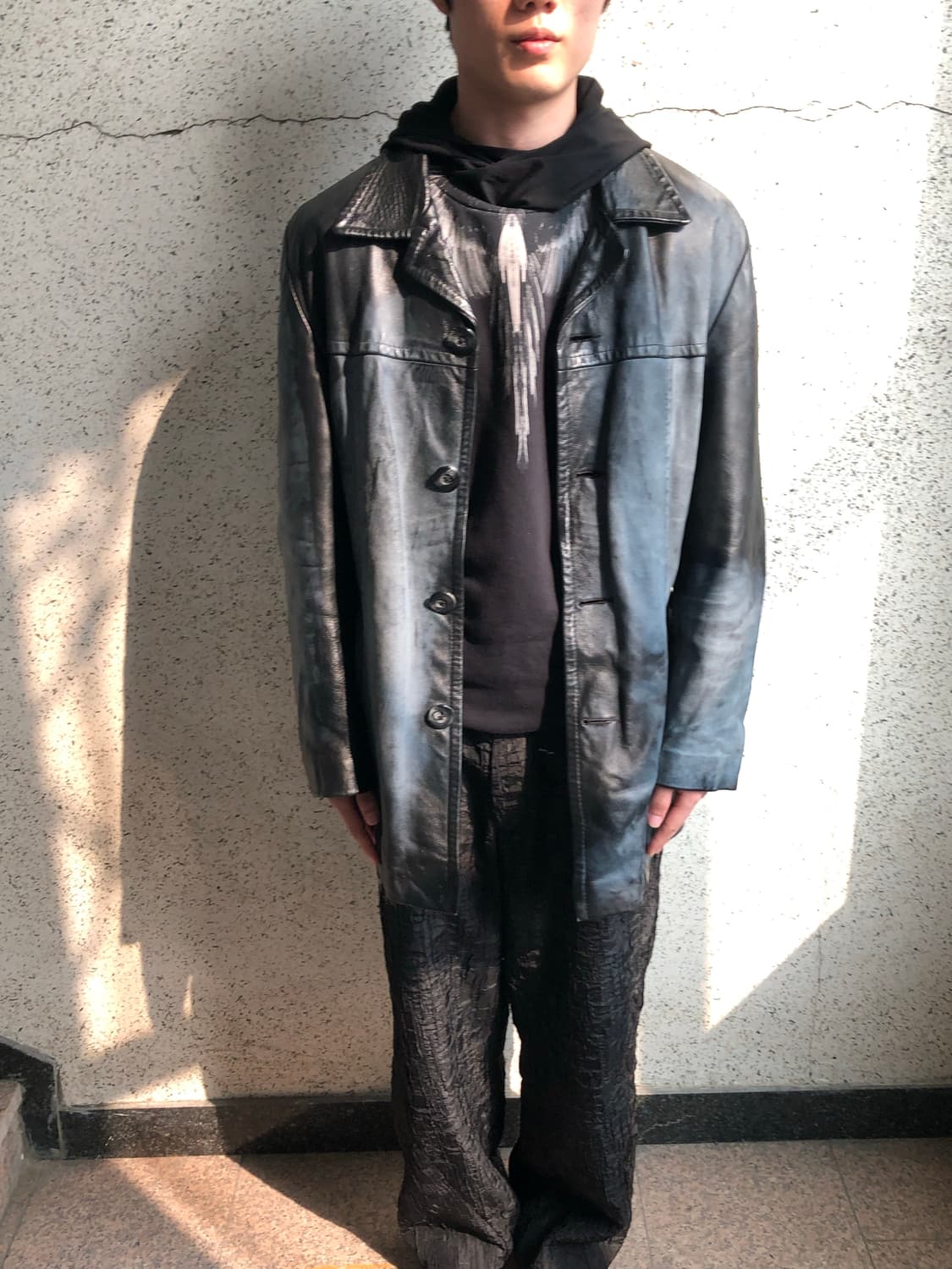 90s 이탈리안 리얼 레더 카코트 상품이미지2