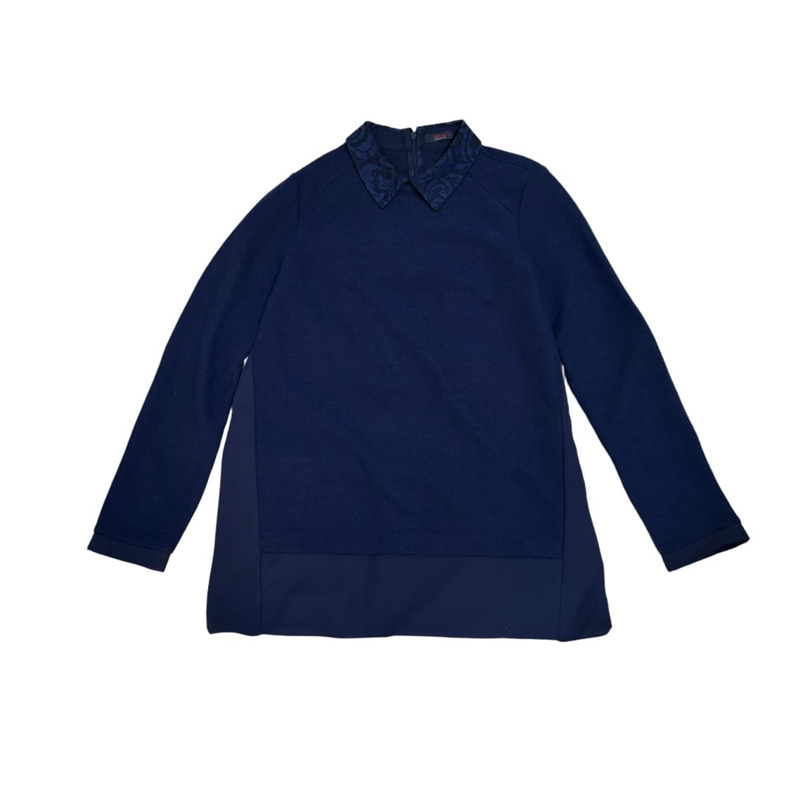 빈티지 지센 네이비 플라워 카라 블라우스 상품이미지2