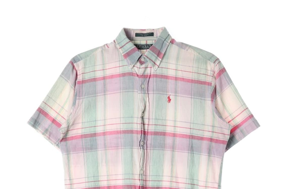 폴로 랄프로렌 파스텔 마드라스 체크 반팔 셔츠 XL 상품이미지3