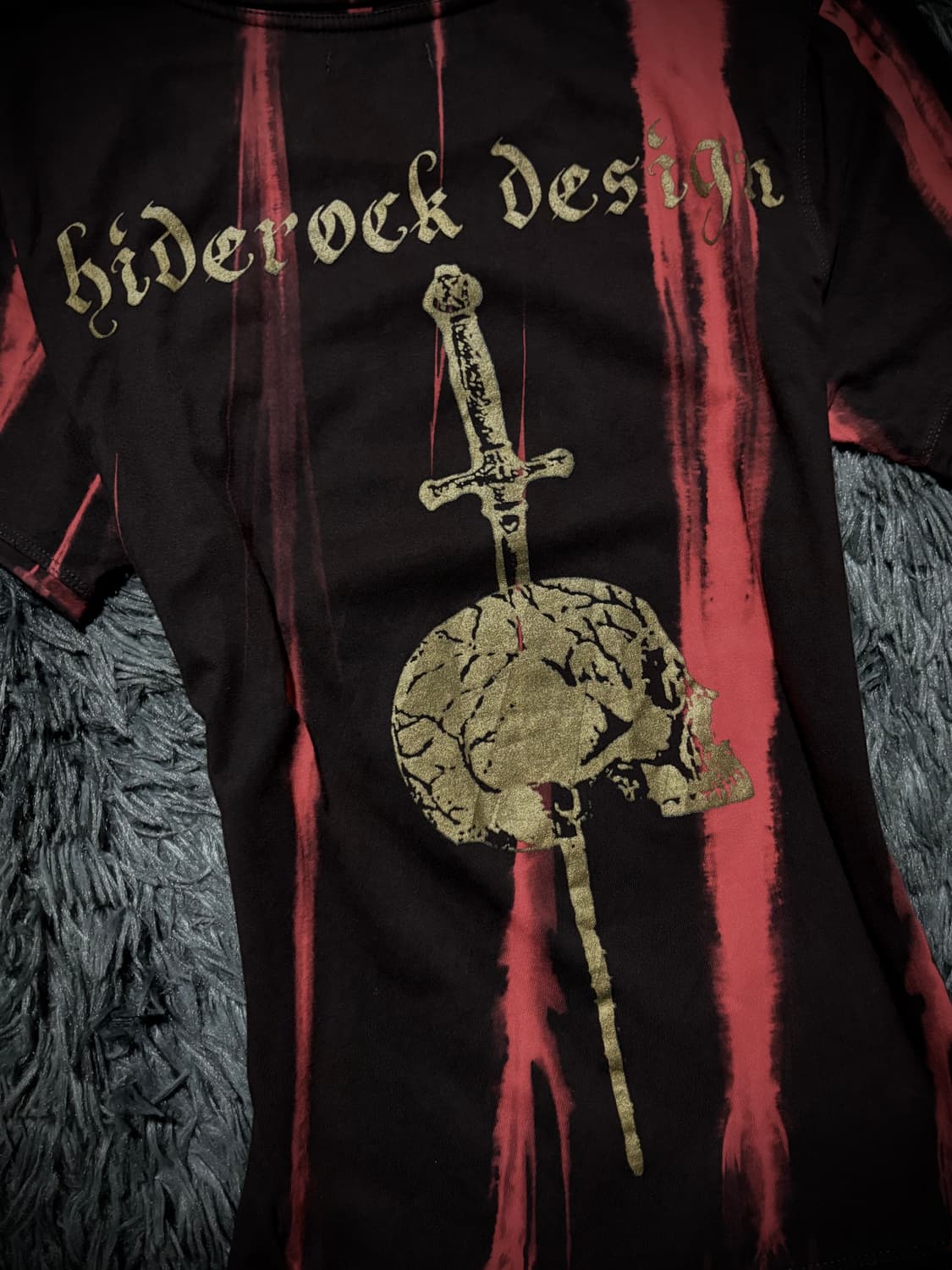 Hiderock Design 레드 블리치 스컬 프린팅 반팔 티셔츠 상품이미지8