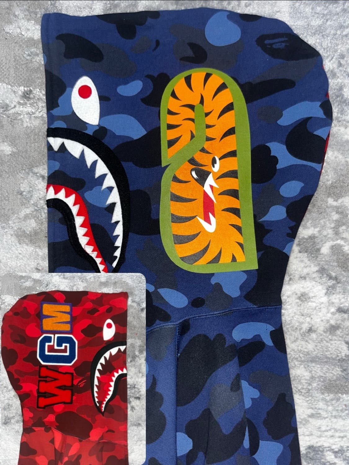 베이프 샤크 카모 후드집업 빨파 상품이미지2