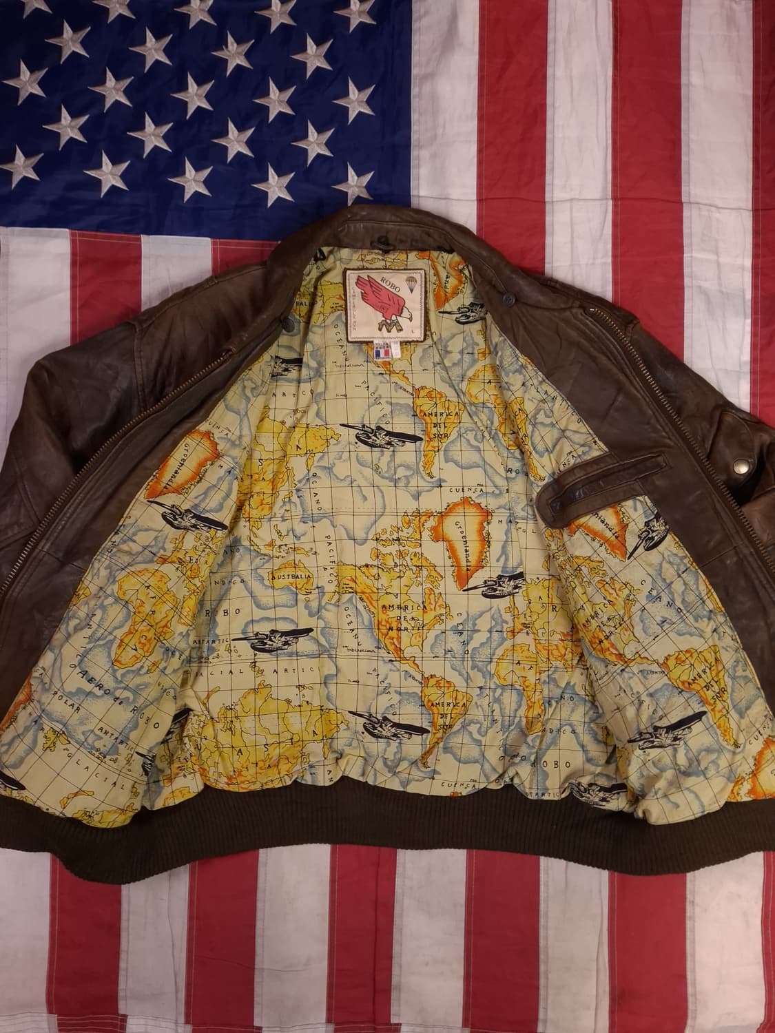 오리지날 90's 일본판 ROBO 밀리터리 리얼레더 항공점퍼 상품이미지7