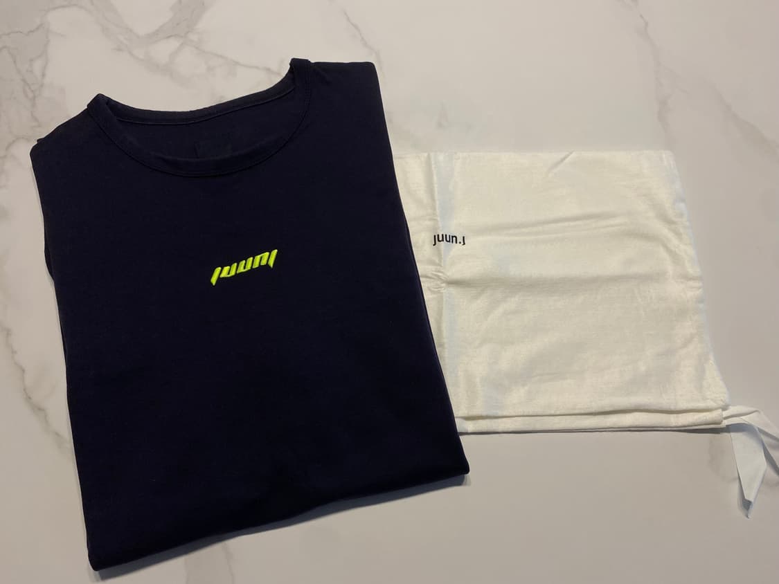 준지 백로고 반팔 100사이즈 네이비 형광 A급 판매중 상품이미지7