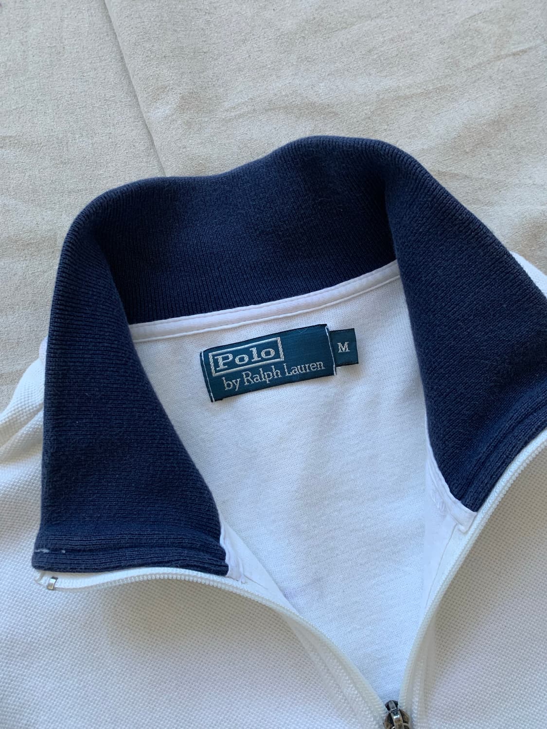 대장급 폴로 랄프로렌 빅포니로고 화이트 네이비 코튼 집업  상품이미지7