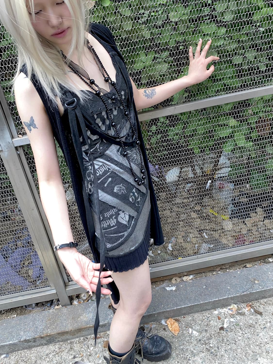 Waist string sleeveless cardigan 상품이미지2