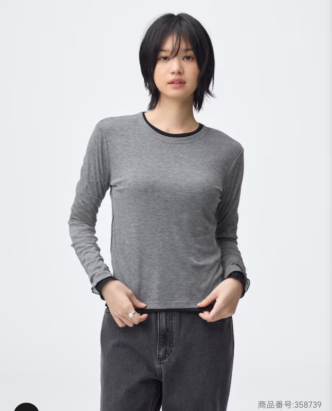 GU 소프트 시어 크루넥 레드+블랙+그레이 일괄판매 상품이미지2