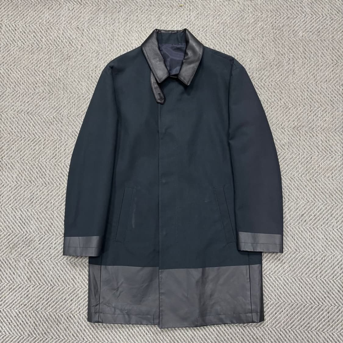 시스템 가죽 배색 하프 코트 v0253 상품이미지1