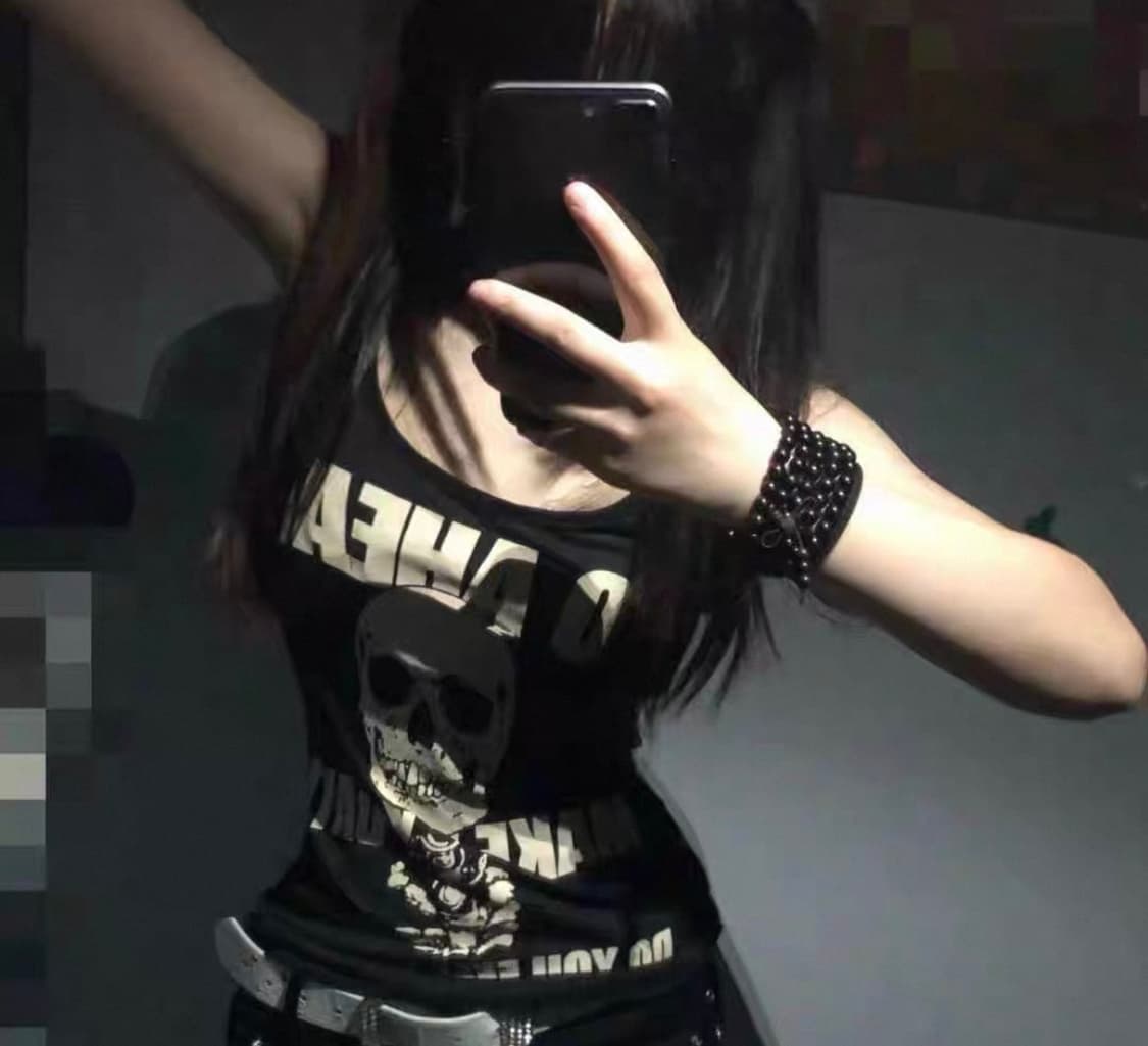 스컬 해골 펑크 y2k 슬리브리스  상품이미지3