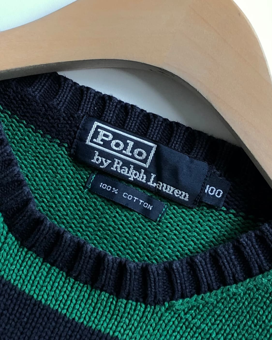 Polo 폴로 랄프로렌 00‘s 그린/네이비컬러 스트라이프 코튼 니트 상품이미지3