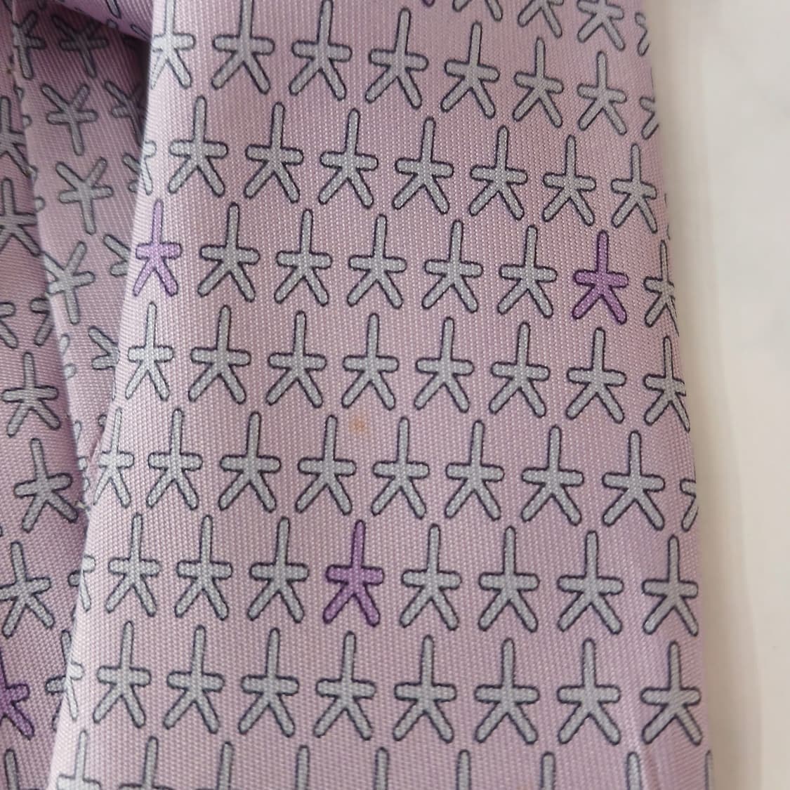 에르메스 실크 라벤더 불가사리 패턴 넥타이 9.2cm A등급 A19028 상품이미지8