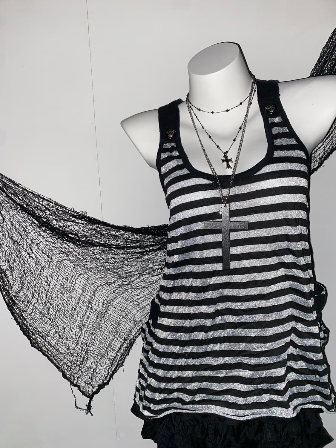 글리터 스트라이프 펑크 고딕 세트 ໒꒱ 상품이미지3