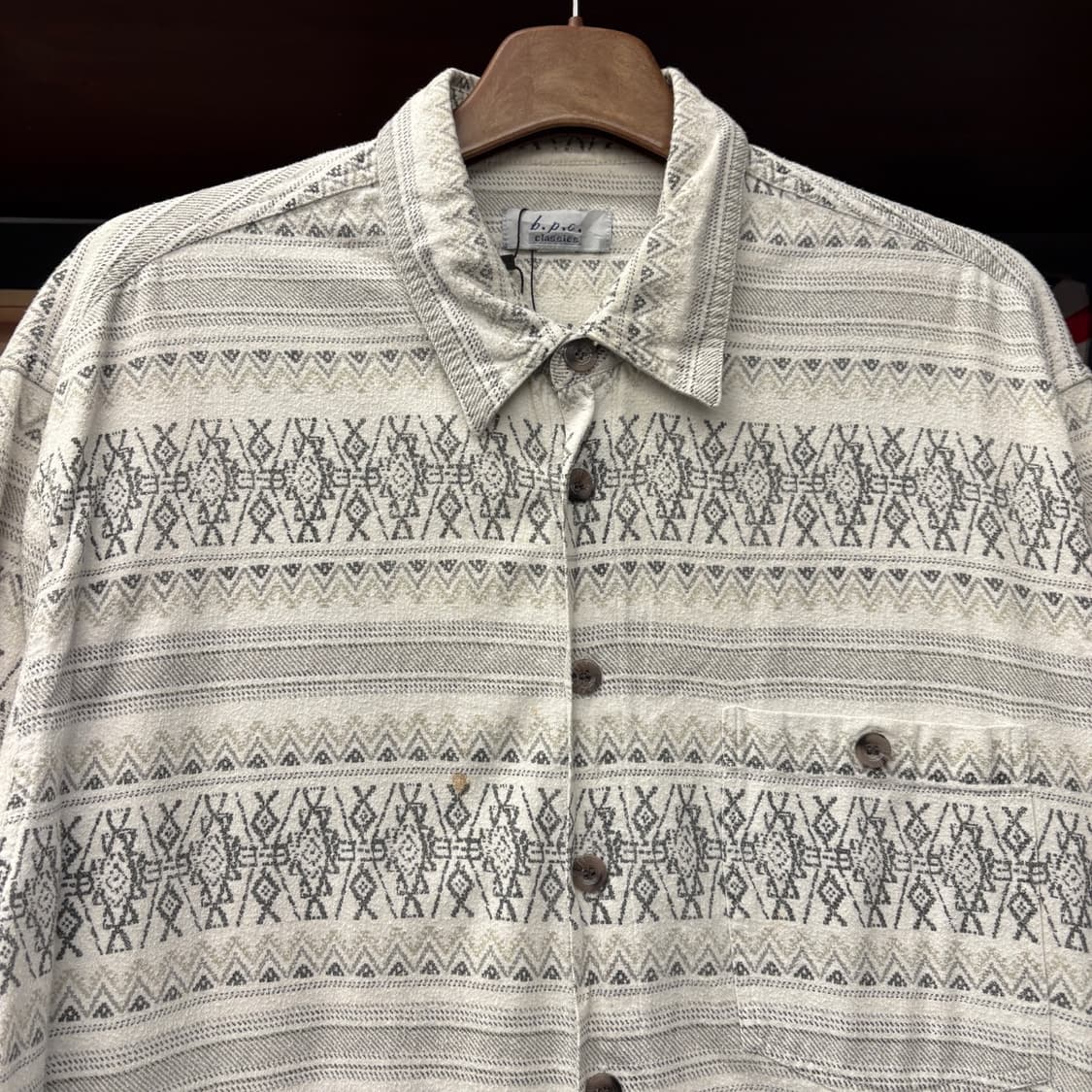 90s b.p.c 클래식스 자카드 에스닉 패턴 코튼셔츠 N1122 상품이미지3