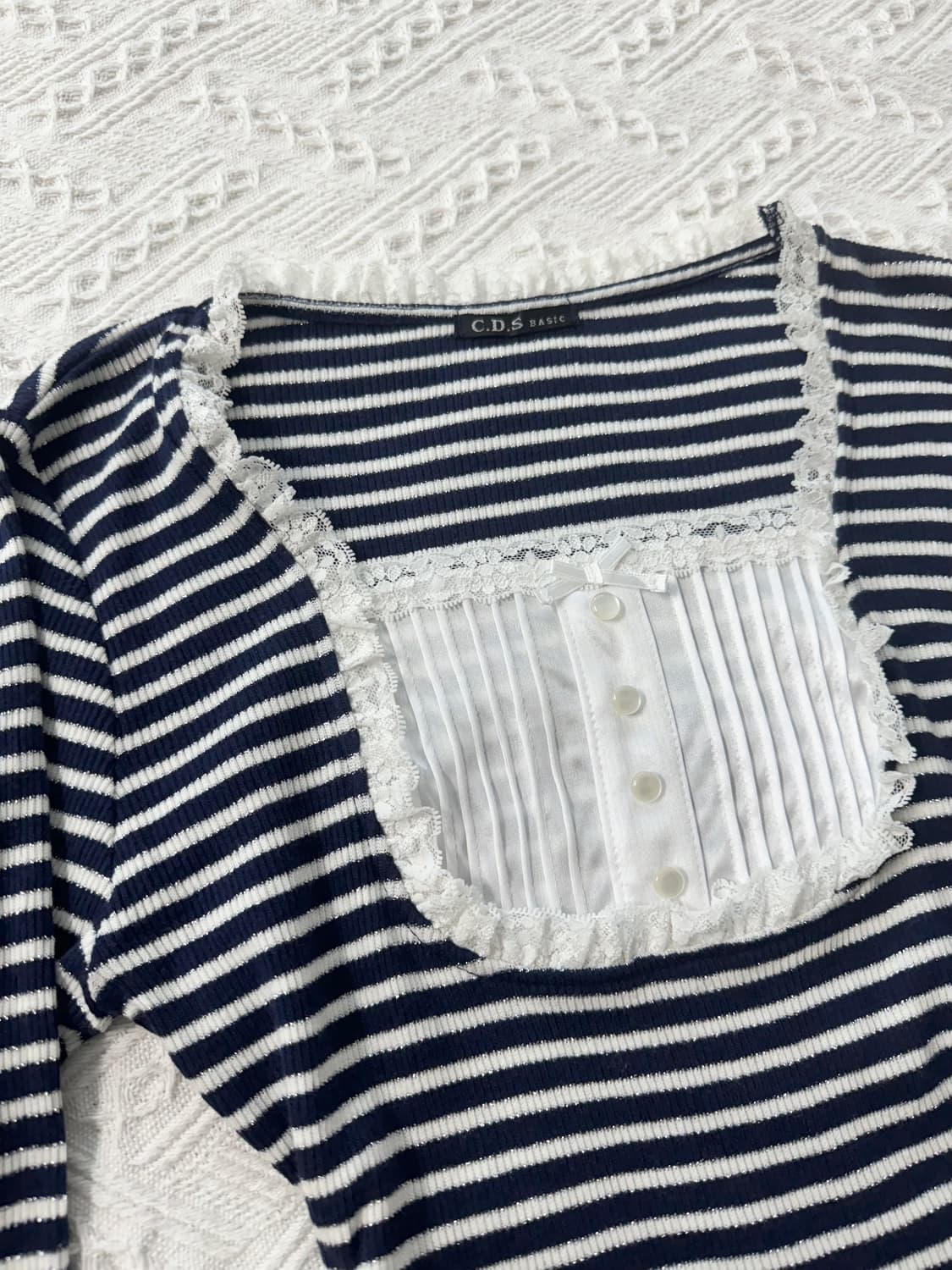 레이어드 버튼 넥 탑 레이스 프릴 큐롯 팬츠 2pcs SET 상품이미지5