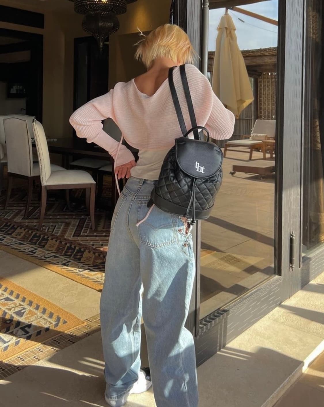 쓰리타임즈 아콘 퀼티드 백팩(블랙) 상품이미지3