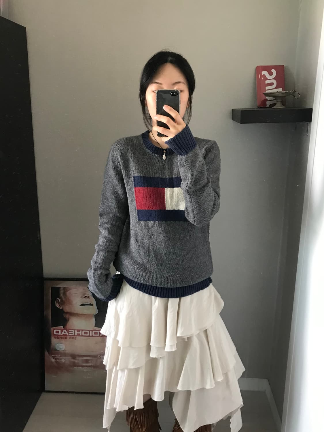 타미힐피거 중앙 빅 로고 차콜 니트 상품이미지3