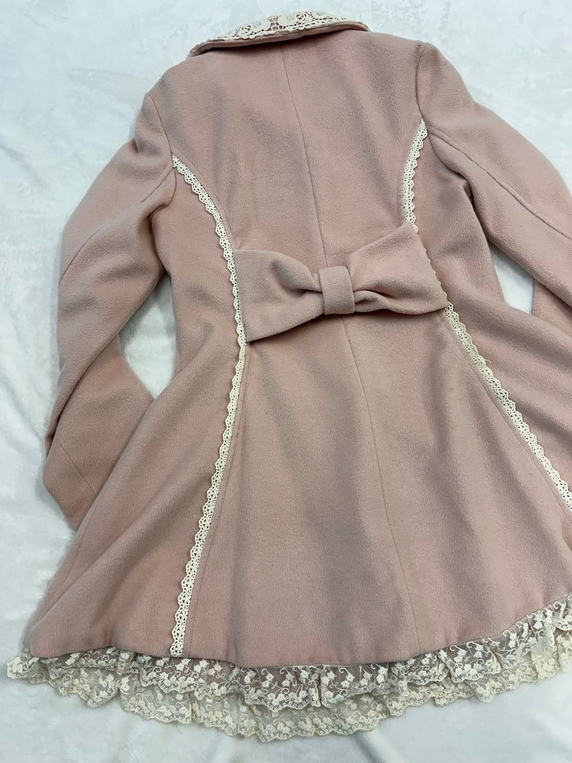 (0)리즈리사 레이스프릴 A라인 리본 코트 핑크 상품이미지6