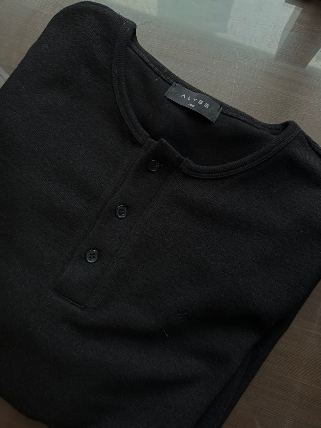 (L) 알리스 워셔블 레이어드 헨리넥 니트티셔츠 [블랙] 판매 상품이미지9
