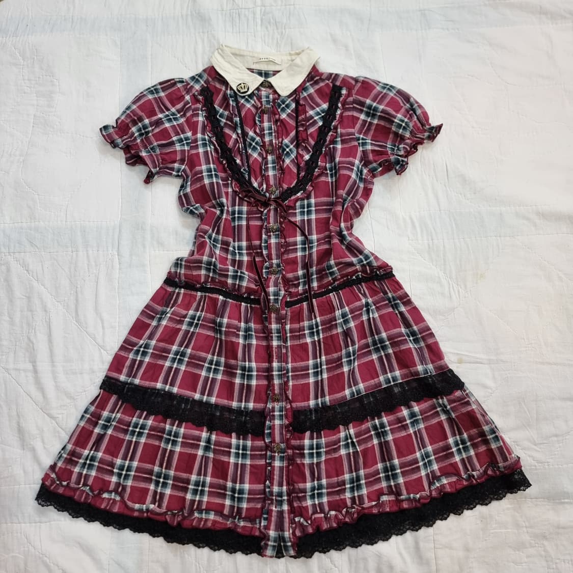 axes femme 체크 레이스 모리걸 원피스 상품이미지1