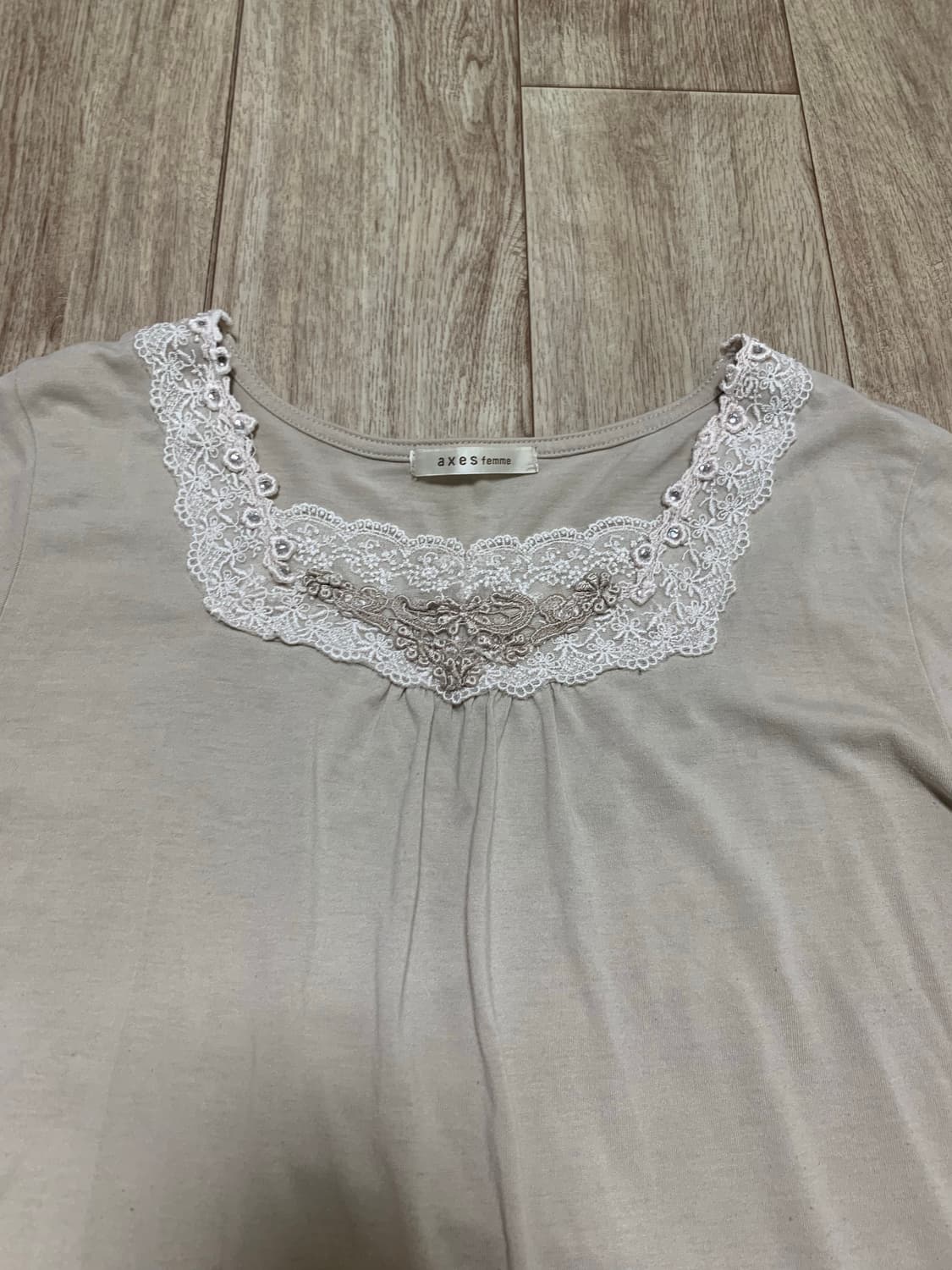 axes femme 엑시즈팜 라떼갸루히메카지 레이스 베이지 긴팔 리즈리사 상품이미지3