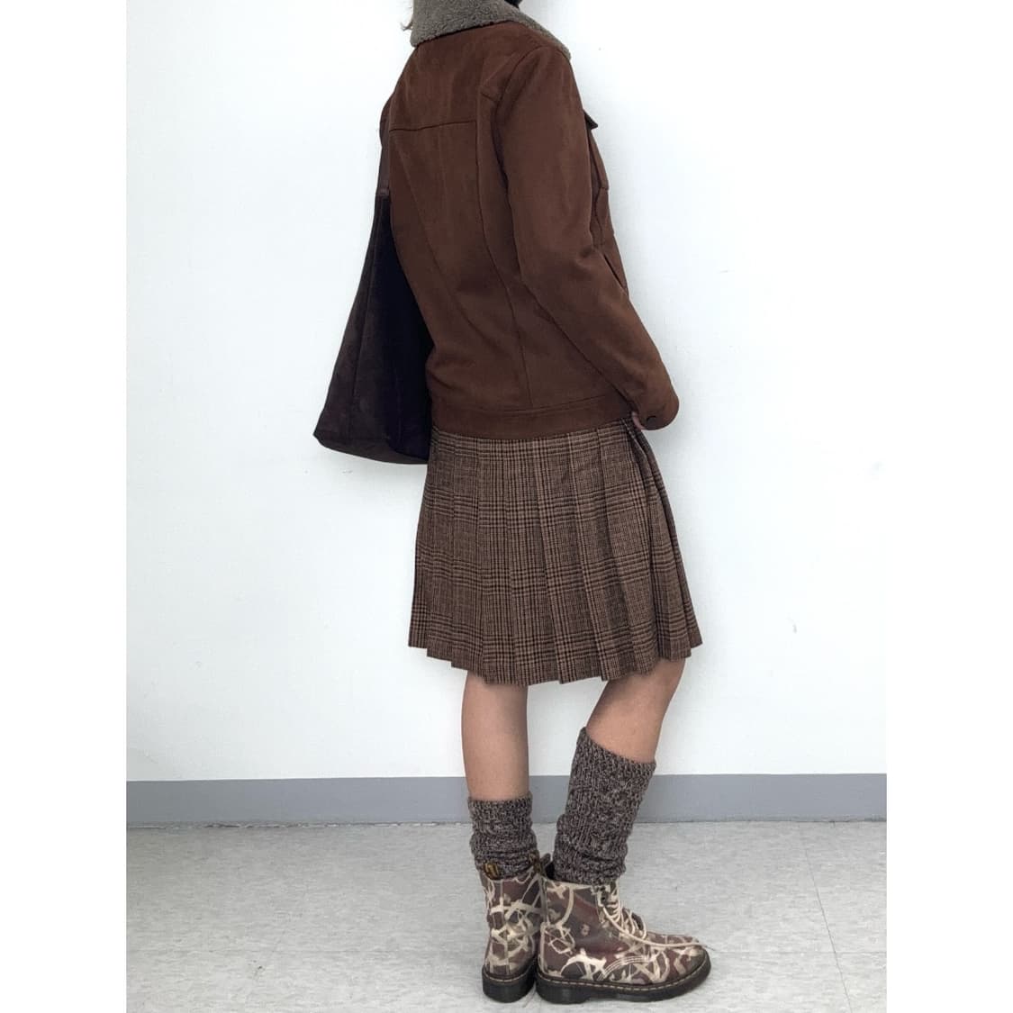 빈티지 브라운 플리츠 울 스커트 상품이미지3