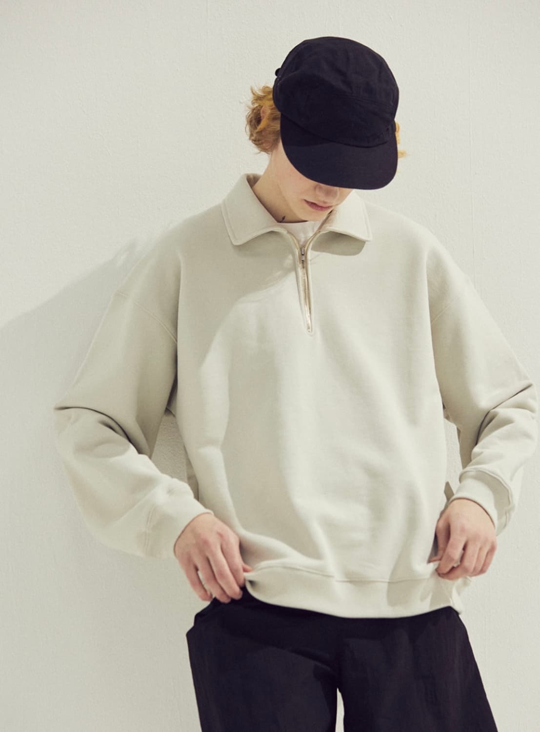 토마스모어 하프집업 스웨트 라이트그레이 xs size 상품이미지1