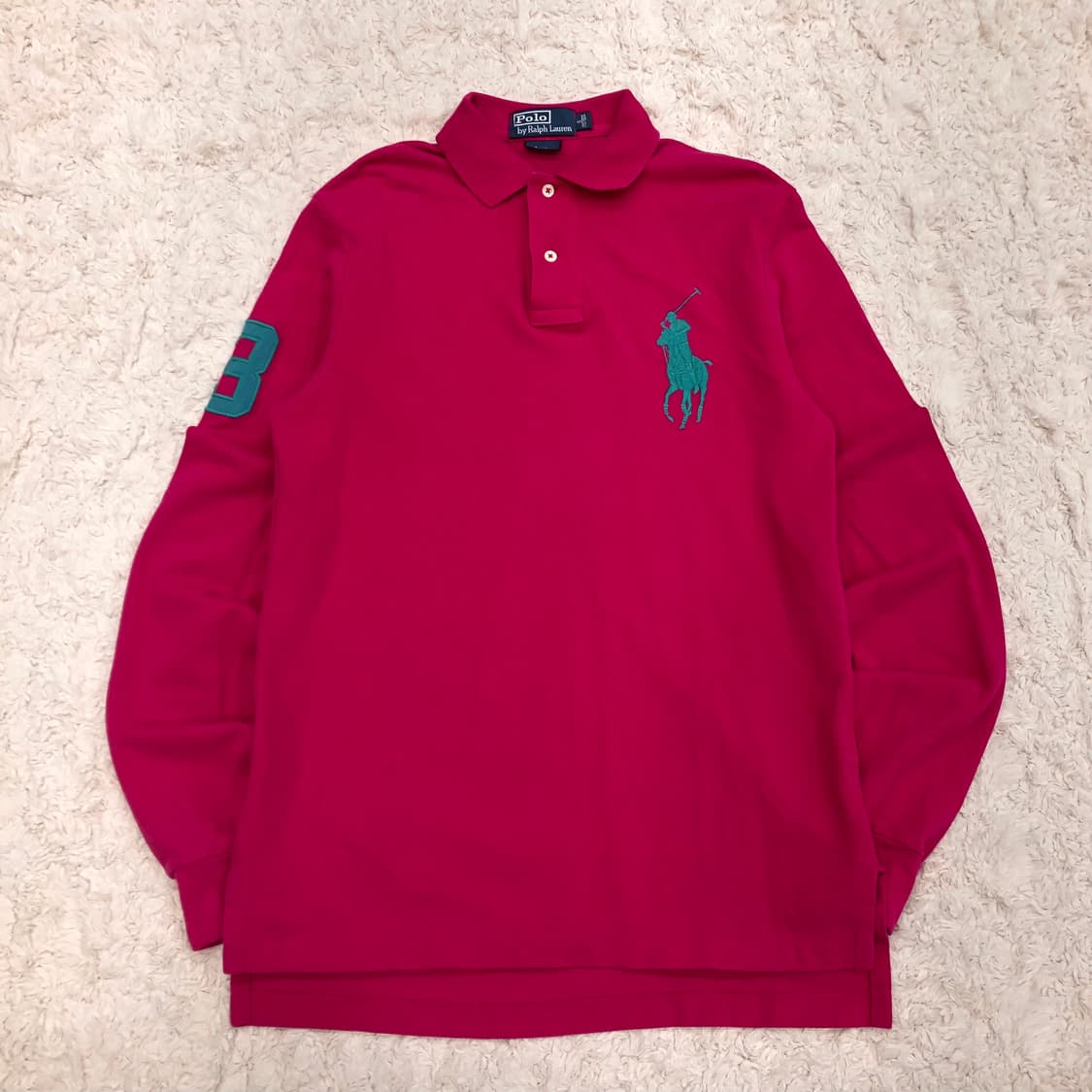 폴로 랄프로렌 빅포니 핑크 카라 롱슬리브 티셔츠 상품이미지1