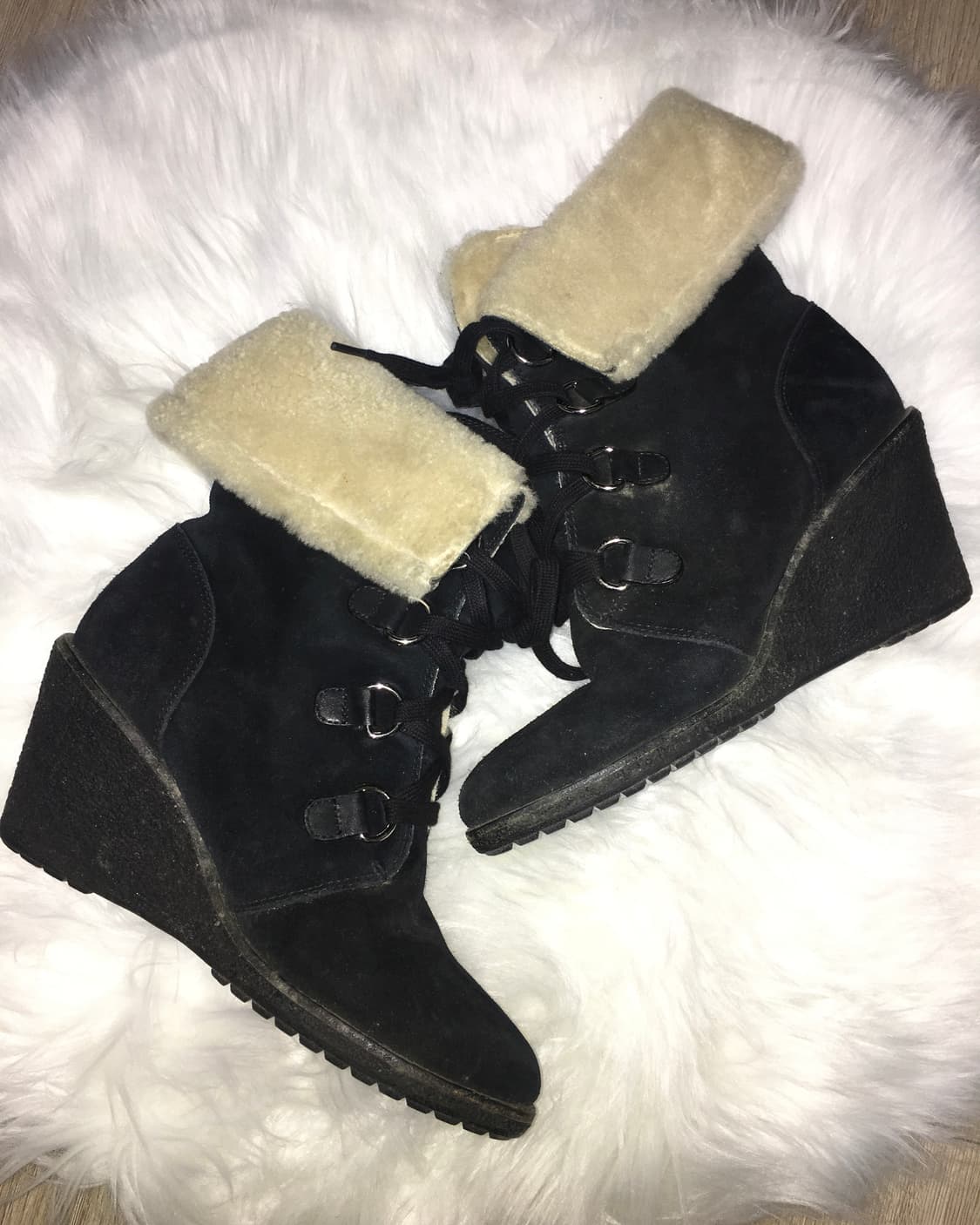 fur wedge heel boots 240-245 상품이미지1