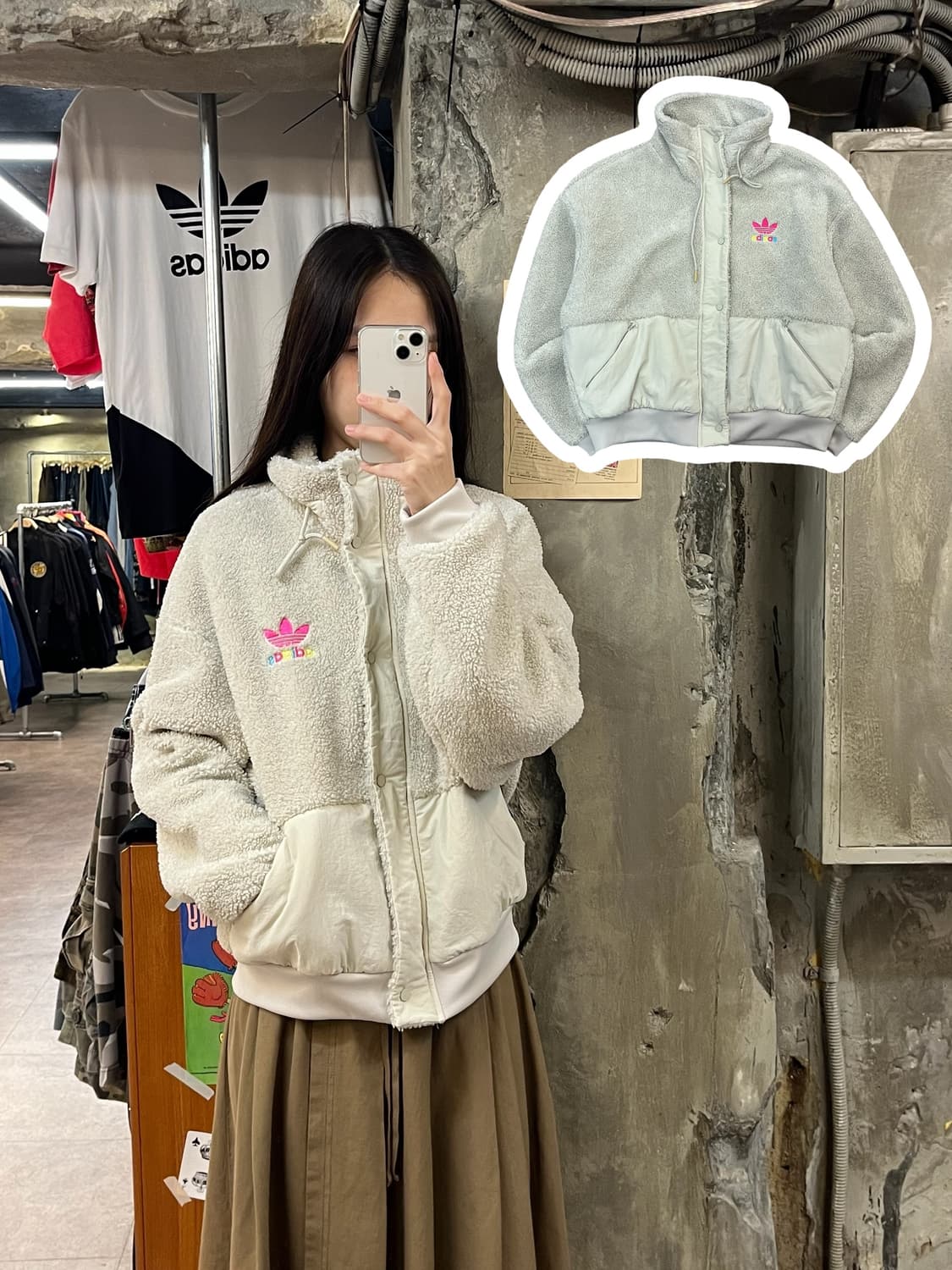 아디다스 양털 점퍼 아이보리 M #csz1077 상품이미지1